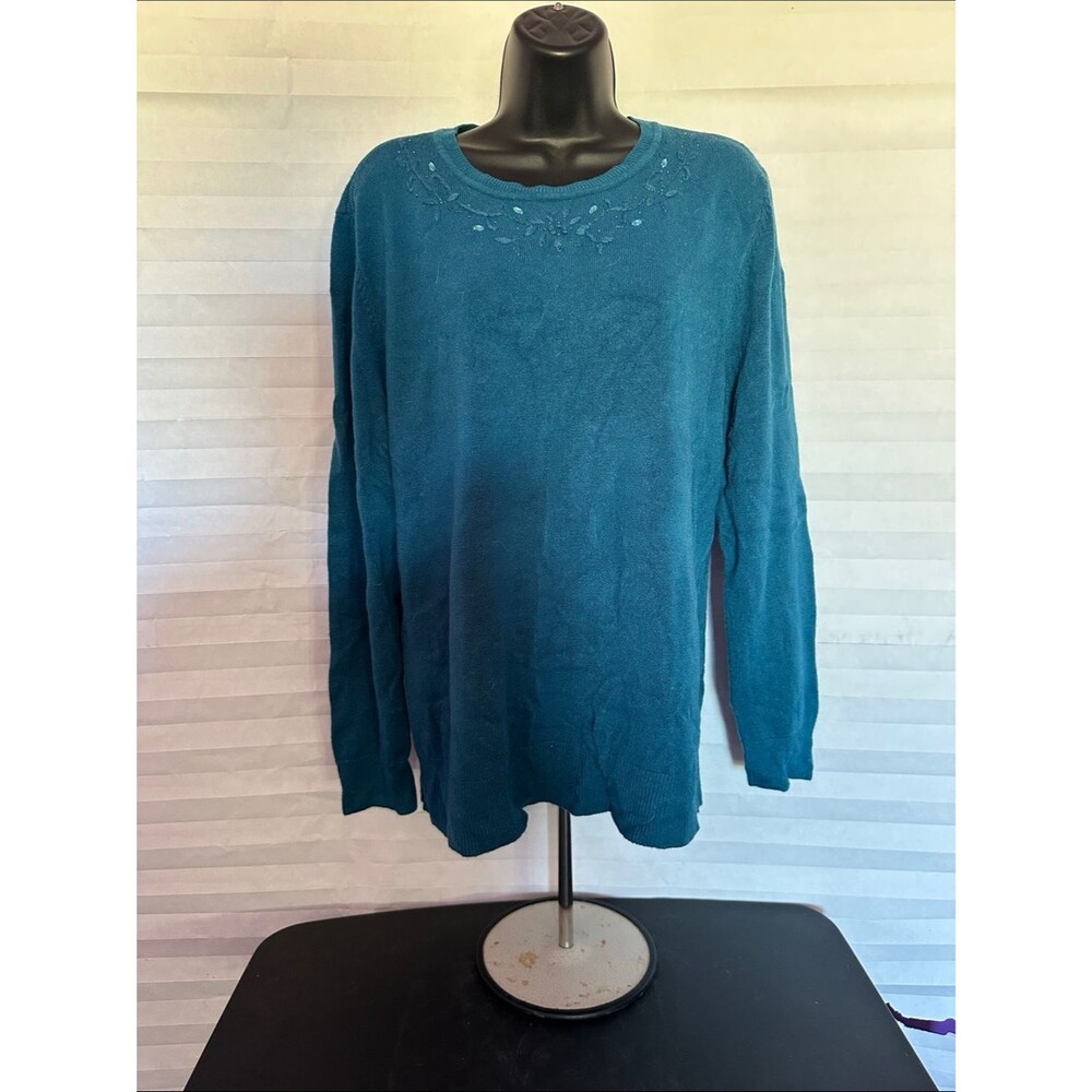 Basic Editions Teal Pullover Sweater Women's Plus Size XXL